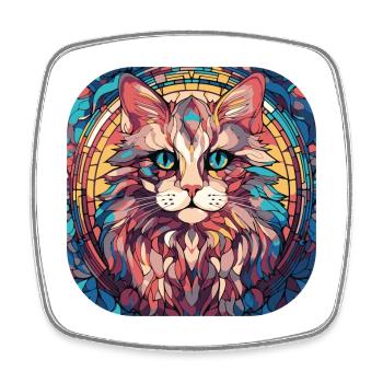 Bunte RagaMuffin Katzenrasse Aquarellmalerei - Viereckiger Kühlschrankmagnet - Weiß - Vorne