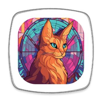 Peinture à l’aquarelle colorée de race de chat somalien - Magnet carré - blanc - Devant