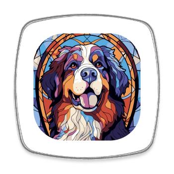 Colorful Bernese Mountain Dog Breed Watercolor Gla - Square fridge magnet - white - Front