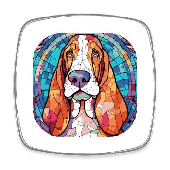 Coloré Basset Hound Dog Race Aquarelle Glass P - Magnet carré - blanc - Devant