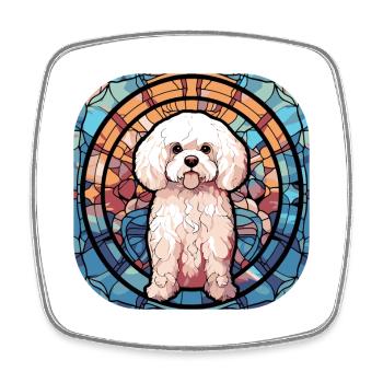 Colorful Bichon Frise Dog Breed Watercolor Glass P - Square fridge magnet - white - Front