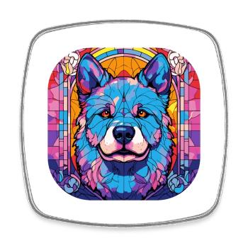 Bunte Akita Hunderasse Aquarell Glasmalerei - Viereckiger Kühlschrankmagnet - Weiß - Vorne