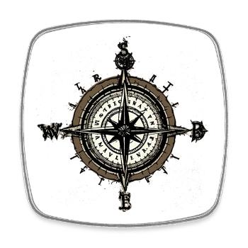 Compass - Square fridge magnet - white - Front