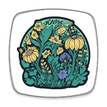 Fleurs Artdeco - Magnet carré - blanc - Devant