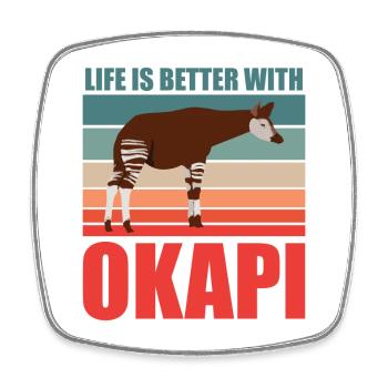 Okapi in harmony with nature - Square fridge magnet - white - Front