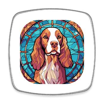 Coloré Bretagne Dog Breed Aquarelle Peinture sur verre - Magnet carré - blanc - Devant