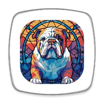 Colorful English Bulldog Dog Breed Watercolor Glas - Square fridge magnet - white - Front
