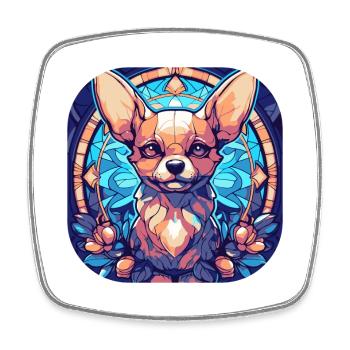 Coloré Chihuahua Chien Race Aquarelle Verre Douleur - Magnet carré - blanc - Devant
