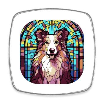 Coloré Collie Dog Breed Aquarelle Glass Paintin - Magnet carré - blanc - Devant