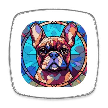 Coloré Race de Chien Bouledogue Français Aquarelle Verre - Magnet carré - blanc - Devant