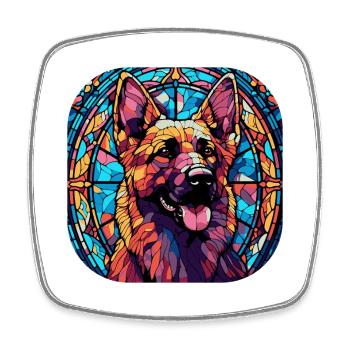 Colorful German Shepherd Dog Breed Watercolor Glas - Square fridge magnet - white - Front