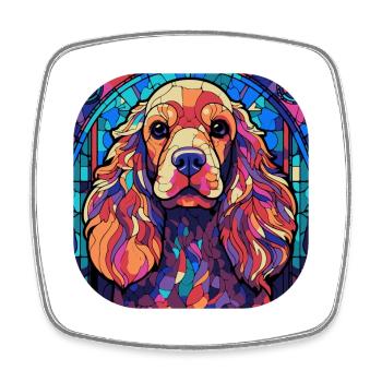 Cocker Spaniel Dog Breed Aquarelle Verre coloré - Magnet carré - blanc - Devant