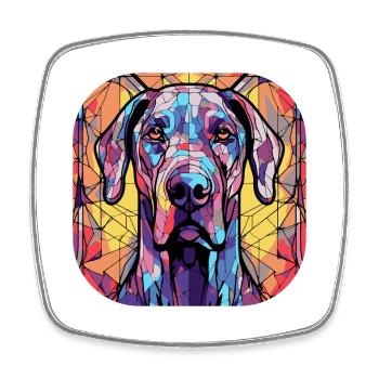Bunte Deutsche Dogge Hunderasse Aquarellglas Pai - Viereckiger Kühlschrankmagnet - Weiß - Vorne