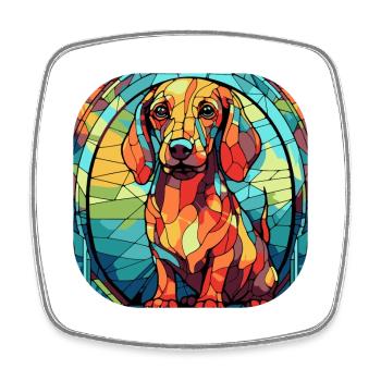 Bunte Dascshund Hunderasse Aquarellglas Schmerz - Viereckiger Kühlschrankmagnet - Weiß - Vorne