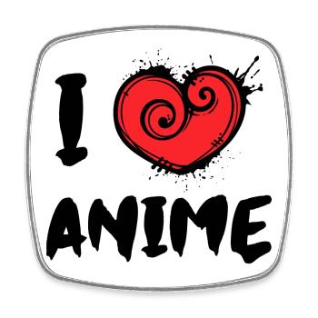 I Love Anime Statement Heart Manga Animation - Square fridge magnet - white - Front
