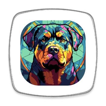 Bunte Rottweiler-Hunderasse Aquarellglas Pai - Viereckiger Kühlschrankmagnet - Weiß - Vorne