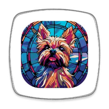 Bunte Yorkie-Hunderasse Aquarellmalerei - Viereckiger Kühlschrankmagnet - Weiß - Vorne