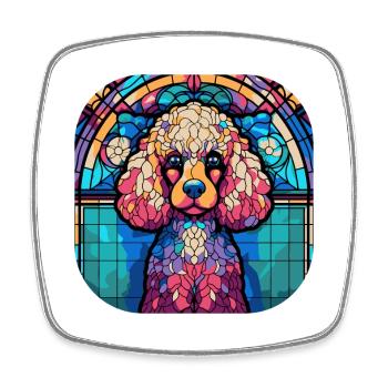 Caniche coloré Race de chien Aquarelle Peinture sur verre - Magnet carré - blanc - Devant