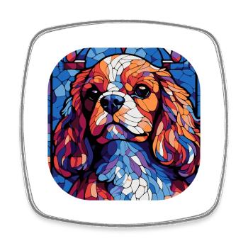Colorful King Charles Cavalier Dog Watercolor - Square fridge magnet - white - Front
