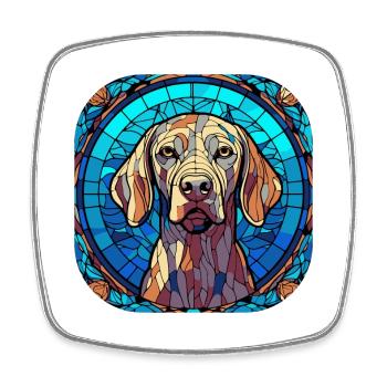 Peinture à l’aquarelle colorée de race de chien Weimaraner - Magnet carré - blanc - Devant