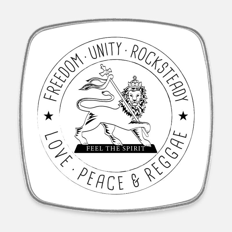 Freedom Unity Rocksteady with conquering lion - Square fridge magnet - white