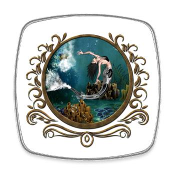 Merveilleuse sirène steampunk dans l’océan profond - Magnet carré - blanc - Devant