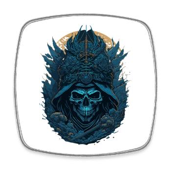Blauer Samurai Skelett Schädel - Blauer Samurai Schädel - Viereckiger Kühlschrankmagnet - Weiß - Vorne