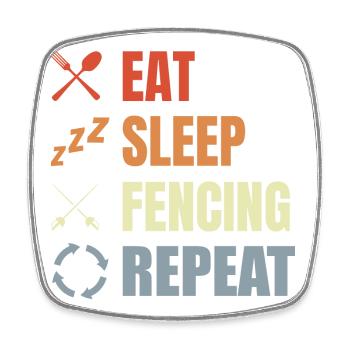 Eat Sleep Fencing Repeat - Viereckiger Kühlschrankmagnet - Weiß - Vorne