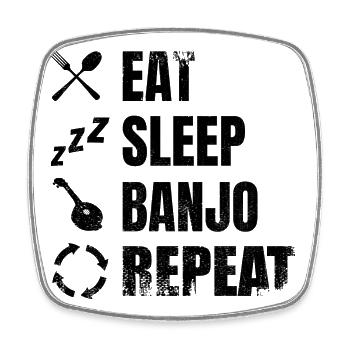 Banjo player daily routine - Square fridge magnet - white - Front