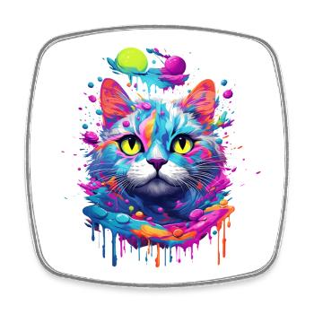 Pop Art Cat - Square fridge magnet - white - Front