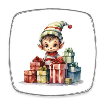 Winterzauber Elf Geschenke - Viereckiger Kühlschrankmagnet - Weiß - Vorne