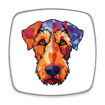 Airedale Terrier Hund Aquarell Bunte Malerei - Viereckiger Kühlschrankmagnet - Weiß - Vorne