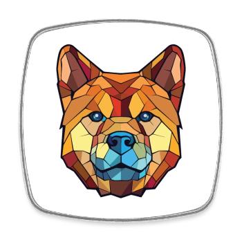 Akita Dog Aquarelle Peinture colorée - Magnet carré - blanc - Devant