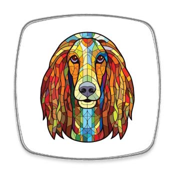 Afghan Hound Dog Watercolor Colorful Painting - Square fridge magnet - white - Front