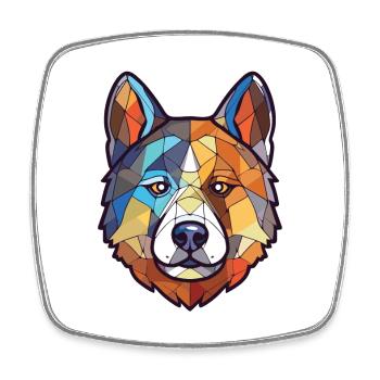 Akita Dog Aquarelle Peinture colorée - Magnet carré - blanc - Devant
