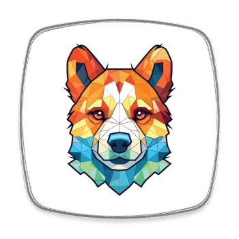 Akita Inu Dog Watercolor Colorful Painting - Square fridge magnet - white - Front