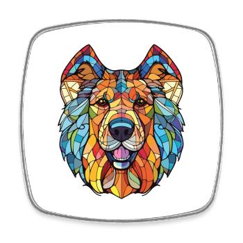 Afghan Shepherd Dog Watercolor Colorful Painting - Square fridge magnet - white - Front