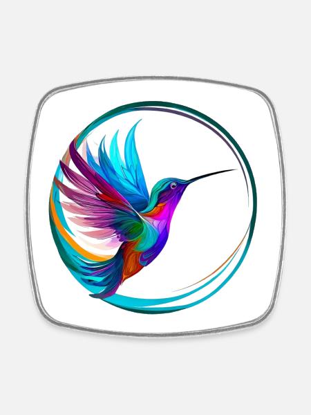 Colibri - Magnet carré - blanc