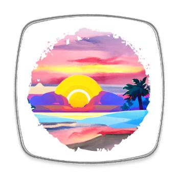 Summer Sunset Beach Watercolor - Square fridge magnet - white - Front