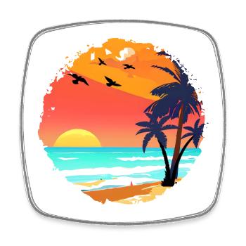 Summer Sunset Beach Watercolor - Square fridge magnet - white - Front