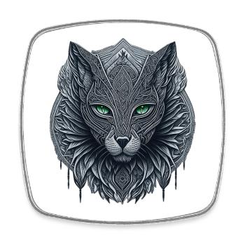 Totem du Chat - Magnet carré - blanc - Devant