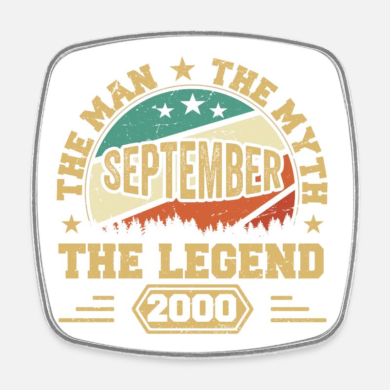 Legendär seit September 2000 Retro 2000 September - Viereckiger Kühlschrankmagnet - Weiß
