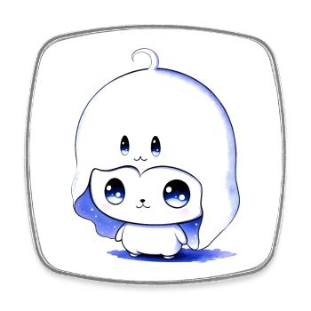 Fantôme collection Kawaii - Magnet carré - blanc - Devant
