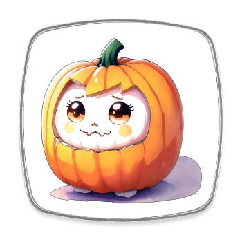 Citrouille collection Kawaii - Magnet carré - blanc - Devant