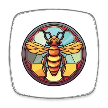 Bee Colorful Watercolor Animal Pet Illustration - Square fridge magnet - white - Front