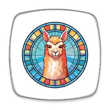 Alpaga Aquarelle colorée Animal Animal Illustration - Magnet carré - blanc - Devant