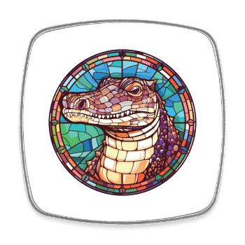 Alligator Colorful Watercolor Animal Illustration - Square fridge magnet - white - Front