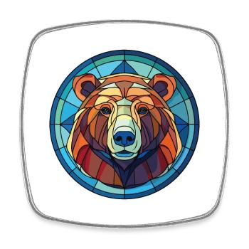 Bear Colorful Watercolor Animal Pet Illustration - Square fridge magnet - white - Front