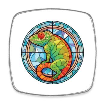 Chamäleon Bunte Aquarell-Tierillustration - Viereckiger Kühlschrankmagnet - Weiß - Vorne