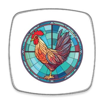 Chicken Colorful Watercolor Animal Illustration - Square fridge magnet - white - Front